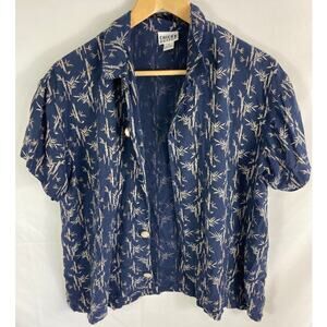 Chicos Silk Bamboo Pant Print Button Up Blouse Size 0 / Small